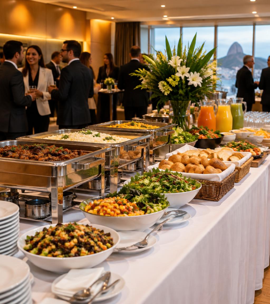 Buffet elegante para evento corporativo